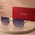 CARTIER Panthère Rimless Sunglasses – Gold Finish with Gradient Blue-Grey Lenses