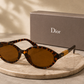 Dior Tortoiseshell Round Sunglasses – Brown Lenses with Gold Detailing