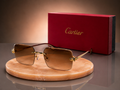 CARTIER Panthère Rimless Sunglasses – Gold Finish with Gradient Brown Lenses