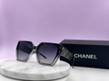CHANEL Grey Translucent Oversized Square Sunglasses – Quilted Temples with Gold CC Monograms