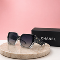 CHANEL Translucent Smoke Grey Oversized Sunglasses – Quilted Wide Temples with Gold CC Logos