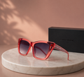 SAINT LAURENT Transparent Red Square Sunglasses – Translucent Acetate Frame with Gradient Lenses