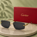 CARTIER Panthère Rimless Sunglasses – Gold Finish with Black Tinted Lenses