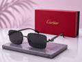 CARTIER Panthère Rimless Sunglasses – Gunmetal Finish with Diamond-Cut Beveled Grey Lenses