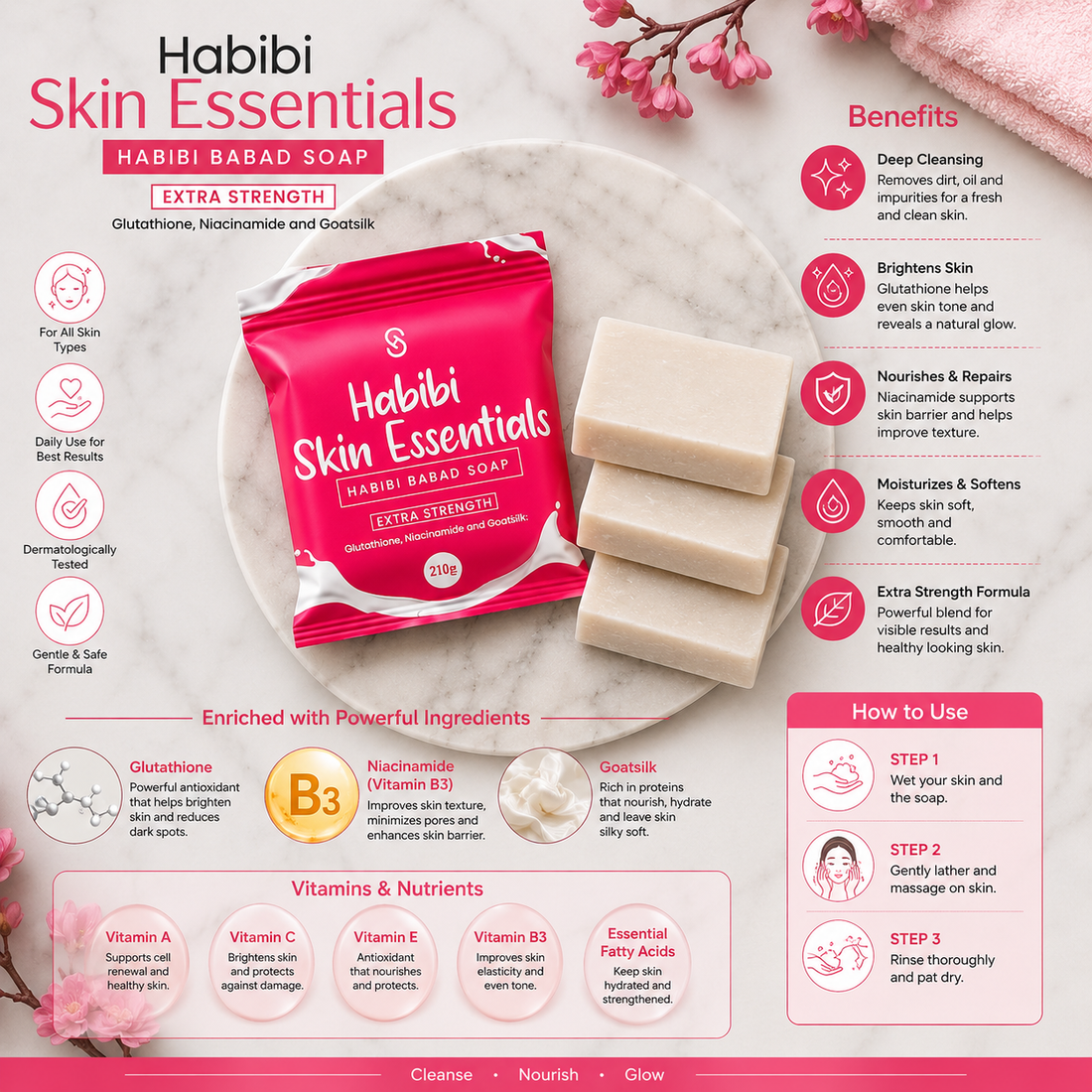 Habibi Skin Essentials Babad Soap Extra Strength – Glutathione & Niacinamide 210g