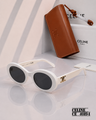 CELINE CL40194U Triomphe Oval Sunglasses – White Ivory & Gold PREMIUM CLASS