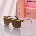 Miu Miu MU 50ZS Shield Sunglasses – Gold & Brown PREMIUM CLASS