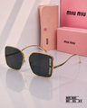 Miu Miu MU 85 AV Oversized Square Sunglasses – Gold & Dark Grey PREMIUM CLASS