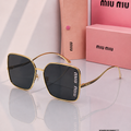 Miu Miu MU 85 AV Oversized Square Sunglasses – Gold & Dark Grey PREMIUM CLASS