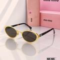 Miu Miu MU 87AV Gold Oval Sunglasses – Dark Tinted Lenses PREMIUM CLASS