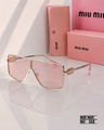 Miu Miu MU 51Z Oversized Gold Sunglasses with Pink Gradient Lenses PREMIUM CLASS