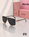 Miu Miu MU 51ZS Oversized Geometric Gold & Black Sunglasses PREMIUM CLASS