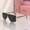 Miu Miu MU 51ZS Oversized Geometric Gold & Black Sunglasses PREMIUM CLASS