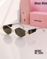 Miu Miu MU 55WS Gold-Tone Geometric Sunglasses with Smoke Lenses PREMIUM CLASS