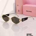 Miu Miu MU 55WS Gold-Tone Geometric Sunglasses with Smoke Lenses PREMIUM CLASS