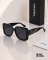 CHANEL Black Oversized Square Sunglasses with Gold Logo Detail – CH 87665 PREMIUM CLASS