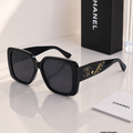 CHANEL Black Oversized Square Sunglasses with Gold Logo Detail – CH 87665 PREMIUM CLASS