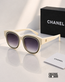 CHANEL White Square Sunglasses with Gradient Lenses – Luxury Women’s Eyewear PREMIUM CLASS