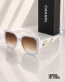 CHANEL CH 87665 Oversized Square Sunglasses – White Frame & Brown Gradient Lenses PREMIUM CLASS