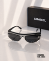 CHANEL 71557 Shield Sunglasses – Black, Silver & Grey Lenses PREMIUM CLASS