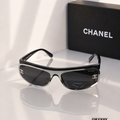 CHANEL 71557 Shield Sunglasses – Black, Silver & Grey Lenses PREMIUM CLASS