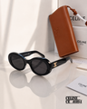 CELINE CL40194U Triomphe Oval Sunglasses – Shiny Black & Grey PREMIUM CLASS