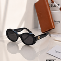 CELINE CL40194U Triomphe Oval Sunglasses – Shiny Black & Grey PREMIUM CLASS