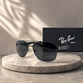 RayBan RB3483 Black Metal Square Polarized Sunglasses