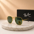 Ray-Ban RB3548 Gold Green Hexagonal Sunglasses